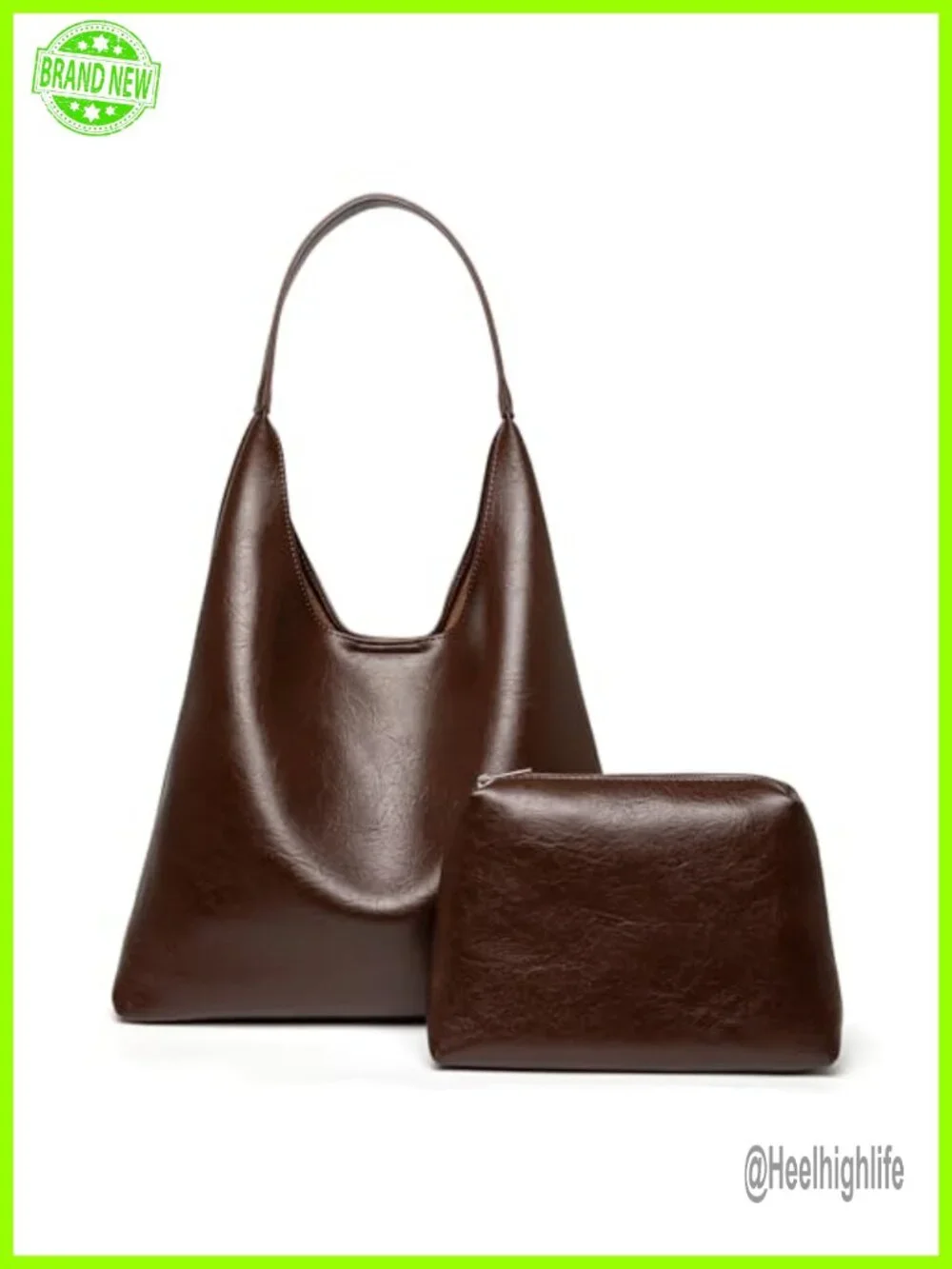 Large Capacity Soft Faux Leather Hobo Shoulder Bag with Inner Pouch